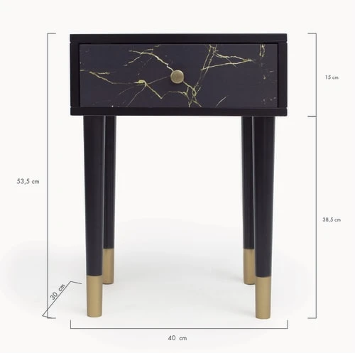 RNT By Really Nice Things Table De Chevet En MDF Avec Imprimé En Marbre Noir. 7 RNT By Really Nice Things Table De Chevet En MDF Avec Imprimé En Marbre Noir. – Image 5