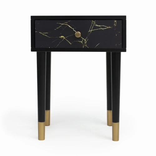 RNT By Really Nice Things Table De Chevet En MDF Avec Imprimé En Marbre Noir. 3 RNT By Really Nice Things Table De Chevet En MDF Avec Imprimé En Marbre Noir.