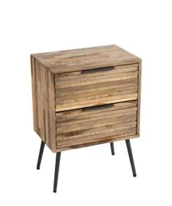 Drawer Table De Chevet En Métal Et Teck Recyclé H60cm Bois