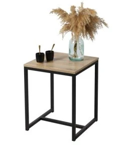 Fornord Table De Chevet En Métal Noir Et Bois -Boutique Maisons du Monde table de chevet en metal noir et bois 1