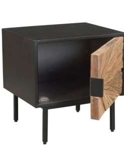 Now’s Home Table De Chevet En Métal Noir Et Porte En Teck Recyclé -Boutique Maisons du Monde table de chevet en metal noir et porte en teck recycle 5