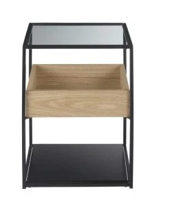 Maisons Du Monde Table De Chevet En Métal Noir Et Verre Trempé