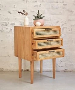 BOIS DESSUS BOIS DESSOUS Table De Chevet En Mindi Massif Et Cannage -Boutique Maisons du Monde table de chevet en mindi massif et cannage 2