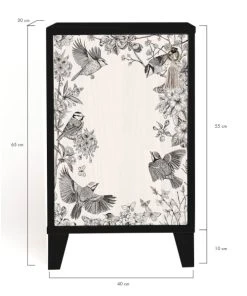 RNT By Really Nice Things Table De Chevet En Pin Massif Avec Imprimé Blanc Et Noir Oiseaux 10 RNT By Really Nice Things Table De Chevet En Pin Massif Avec Imprimé Blanc Et Noir Oiseaux -Boutique Maisons du Monde table de chevet en pin massif avec imprime blanc et noir oiseaux 2