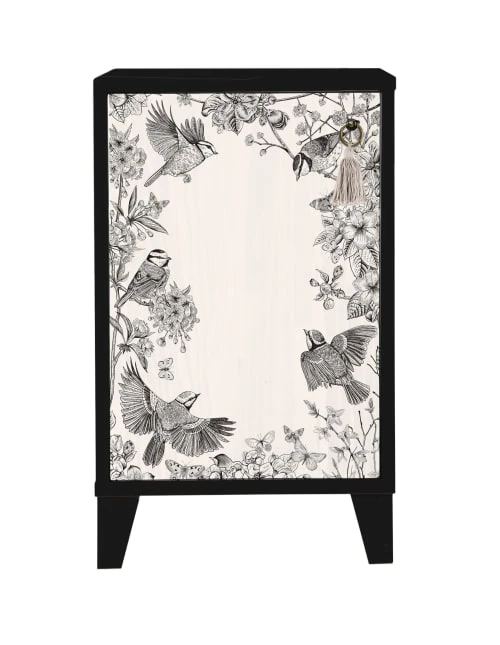 RNT By Really Nice Things Table De Chevet En Pin Massif Avec Imprimé Blanc Et Noir Oiseaux 3 RNT By Really Nice Things Table De Chevet En Pin Massif Avec Imprimé Blanc Et Noir Oiseaux