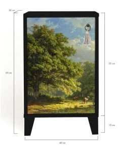 RNT By Really Nice Things Table De Chevet En Pin Massif Avec Imprimé Bucolique -Boutique Maisons du Monde table de chevet en pin massif avec imprime bucolique 2