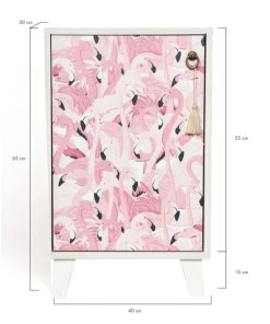 RNT By Really Nice Things Table De Chevet En Pin Massif Avec Imprimé Flamants Roses -Boutique Maisons du Monde table de chevet en pin massif avec imprime flamants roses 2