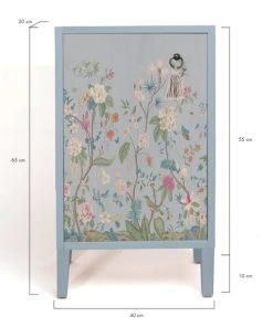 RNT By Really Nice Things Table De Chevet En Pin Massif Avec Imprimé Floral Bleu -Boutique Maisons du Monde table de chevet en pin massif avec imprime floral bleu 2