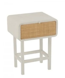 Meubles & Design Table De Chevet En Rotin Et Bois Blanc