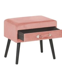 Beliani Table De Chevet En Velours Côtelé Rose -Boutique Maisons du Monde table de chevet en velours cotele rose 2