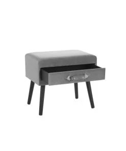 Beliani Table De Chevet En Velours Gris -Boutique Maisons du Monde table de chevet en velours gris 3