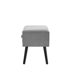 Beliani Table De Chevet En Velours Gris -Boutique Maisons du Monde table de chevet en velours gris 5