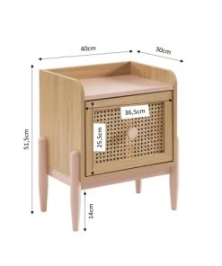 Baita Table De Chevet Enfant Rose Et Cannage Rotin 1 Tiroir -Boutique Maisons du Monde table de chevet enfant rose et cannage rotin 1 tiroir 2