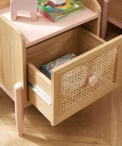 Baita Table De Chevet Enfant Rose Et Cannage Rotin 1 Tiroir -Boutique Maisons du Monde table de chevet enfant rose et cannage rotin 1 tiroir 4