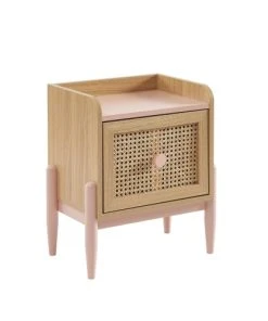Baita Table De Chevet Enfant Rose Et Cannage Rotin 1 Tiroir -Boutique Maisons du Monde table de chevet enfant rose et cannage rotin 1 tiroir 5