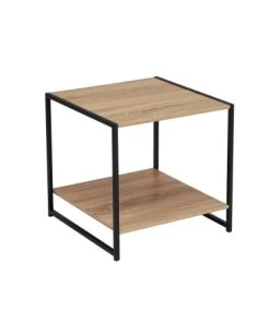 Unimasa Table De Chevet épurée En Bois MDF Et Métal Noir