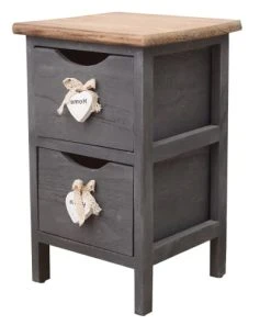 Mobili Rebecca Table De Chevet étroit Avec 2 Tiroirs En Bois Brun Et Gris -Boutique Maisons du Monde table de chevet etroit avec 2 tiroirs en bois brun et gris 1