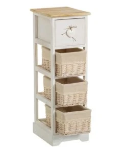 Unimasa Table De Chevet étroite Bois 1 Tiroir + 3 Paniers 26x32x81cm -Boutique Maisons du Monde table de chevet etroite bois 1 tiroir 3 paniers 26x32x81cm 1