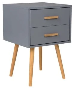 Beliani Table De Chevet Grise 40 Cm