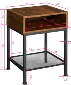 Tectake Table De Chevet Harlow 40,5x40,5x52,5cm Bois Foncé Industriel -Boutique Maisons du Monde table de chevet harlow 40 5x40 5x52 5cm bois fonce industriel 3