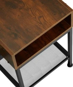Tectake Table De Chevet Harlow 40,5x40,5x52,5cm Bois Foncé Industriel -Boutique Maisons du Monde table de chevet harlow 40 5x40 5x52 5cm bois fonce industriel 4