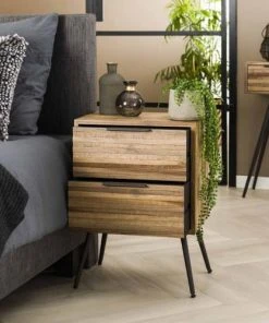 Vivabita Table De Chevet Industriel 2 Tiroirs En Teck -Boutique Maisons du Monde table de chevet industriel 2 tiroirs en teck 2