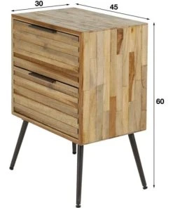 Vivabita Table De Chevet Industriel 2 Tiroirs En Teck -Boutique Maisons du Monde table de chevet industriel 2 tiroirs en teck 4
