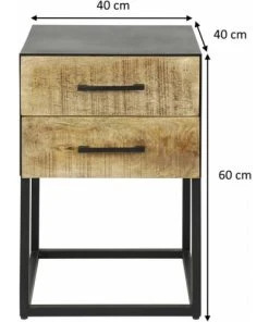 Vivabita Table De Chevet Industrielle En Métal Et Bois Massif -Boutique Maisons du Monde table de chevet industrielle en metal et bois massif 3