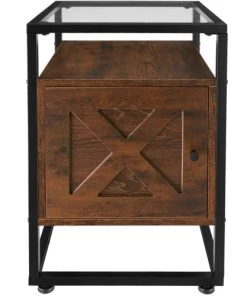 Tectake Table De Chevet Kidderminster 40x43x60,5cm Bois Foncé Industriel -Boutique Maisons du Monde table de chevet kidderminster 40x43x60 5cm bois fonce industriel 1