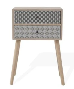 Mobili Rebecca Table De Chevet Majolique Avec 2 Tiroirs En Bois Marron