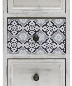 Mobili Rebecca Table De Chevet Majolique Avec 3 Tiroirs En Bois Blanc -Boutique Maisons du Monde table de chevet majolique avec 3 tiroirs en bois blanc 4