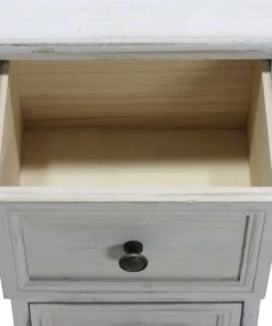 Mobili Rebecca Table De Chevet Majolique Avec 3 Tiroirs En Bois Blanc -Boutique Maisons du Monde table de chevet majolique avec 3 tiroirs en bois blanc 5