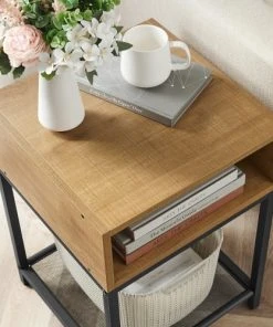 RED DECO Table De Chevet Médium MDF Chêne Clair H58CM -Boutique Maisons du Monde table de chevet medium mdf chene clair h58cm 5