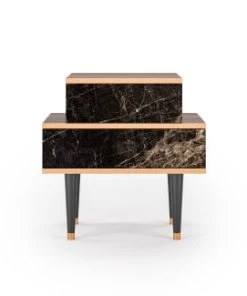 Storyz Table De Chevet Noir 2 Tiroirs L 58 Cm