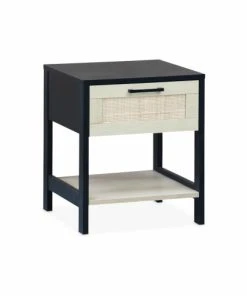 Alice's Garden Table De Chevet Noir Et Cannage 40 X 40 X 48cm