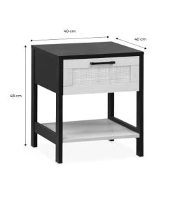 Alice's Garden Table De Chevet Noir Et Cannage 40 X 40 X 48cm -Boutique Maisons du Monde table de chevet noir et cannage 40 x 40 x 48cm 3