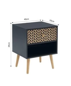 Baita Table De Chevet Noir Et Effet Bois 1 Tiroir -Boutique Maisons du Monde table de chevet noir et effet bois 1 tiroir 2