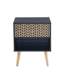 Baita Table De Chevet Noir Et Effet Bois 1 Tiroir