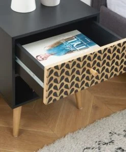 Baita Table De Chevet Noir Et Effet Bois 1 Tiroir -Boutique Maisons du Monde table de chevet noir et effet bois 1 tiroir 4