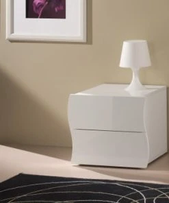 Dmora Table De Chevet Ondulée Effet Bois Blanc Brillant -Boutique Maisons du Monde table de chevet ondulee effet bois blanc brillant 1