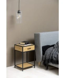TOILINUX Table De Chevet Ou D'appoint 1 étagère Et Un Tiroir En Mdf Et Métal -Boutique Maisons du Monde table de chevet ou d appoint 1 etagere et un tiroir en mdf et metal 1