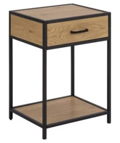 TOILINUX Table De Chevet Ou D'appoint 1 étagère Et Un Tiroir En Mdf Et Métal -Boutique Maisons du Monde table de chevet ou d appoint 1 etagere et un tiroir en mdf et metal sireine 3
