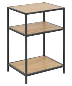 TOILINUX Table De Chevet Ou D'appoint 2 étagères En Mdf Et Métal Beige