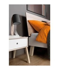 CALICOSY Table De Chevet Ou Tabouret 1 Tiroir - Blanc Et Beige -Boutique Maisons du Monde table de chevet ou tabouret 1 tiroir blanc et beige 2