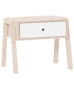 CALICOSY Table De Chevet Ou Tabouret 1 Tiroir - Blanc Et Beige