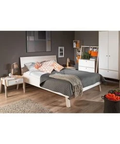 CALICOSY Table De Chevet Ou Tabouret 1 Tiroir - Blanc Et Beige -Boutique Maisons du Monde table de chevet ou tabouret 1 tiroir blanc et beige 3