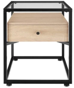 Tectake Table De Chevet Preston 43x45x54,5cm Bois Clair Industriel, Chêne -Boutique Maisons du Monde table de chevet preston 43x45x54 5cm bois clair industriel chene 1