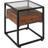 Tectake Table De Chevet Preston 43x45x54,5cm Bois Foncé Industriel 1 Tectake Table De Chevet Preston 43x45x54,5cm Bois Foncé Industriel -Boutique Maisons du Monde table de chevet preston 43x45x54 5cm bois fonce industriel