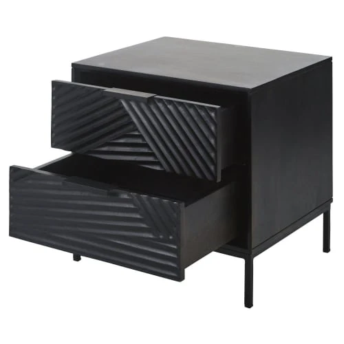 Maisons Du Monde Table De Chevet Professionnelle En Manguier Massif Et Métal Noirs 4 Maisons Du Monde Table De Chevet Professionnelle En Manguier Massif Et Métal Noirs – Image 2