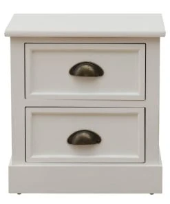 Mobili Rebecca Table De Chevet Rectangulaire Avec 2 Tiroirs En MDF Blanc